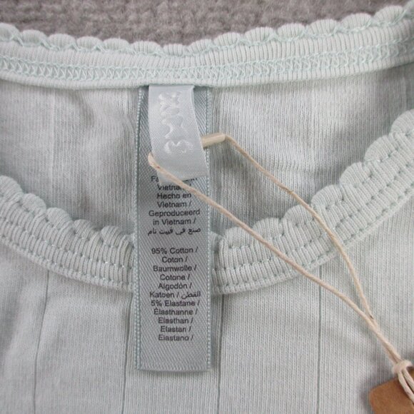 SKIMS Drop Needle Cropped Tank Top Womens Large Frost Blue Pointelle Crewneck - Picture 4 of 10